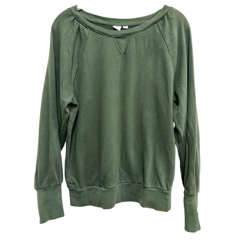 Gap Olive Puff Sleeve Sweatshirt Soft Casual Pullover